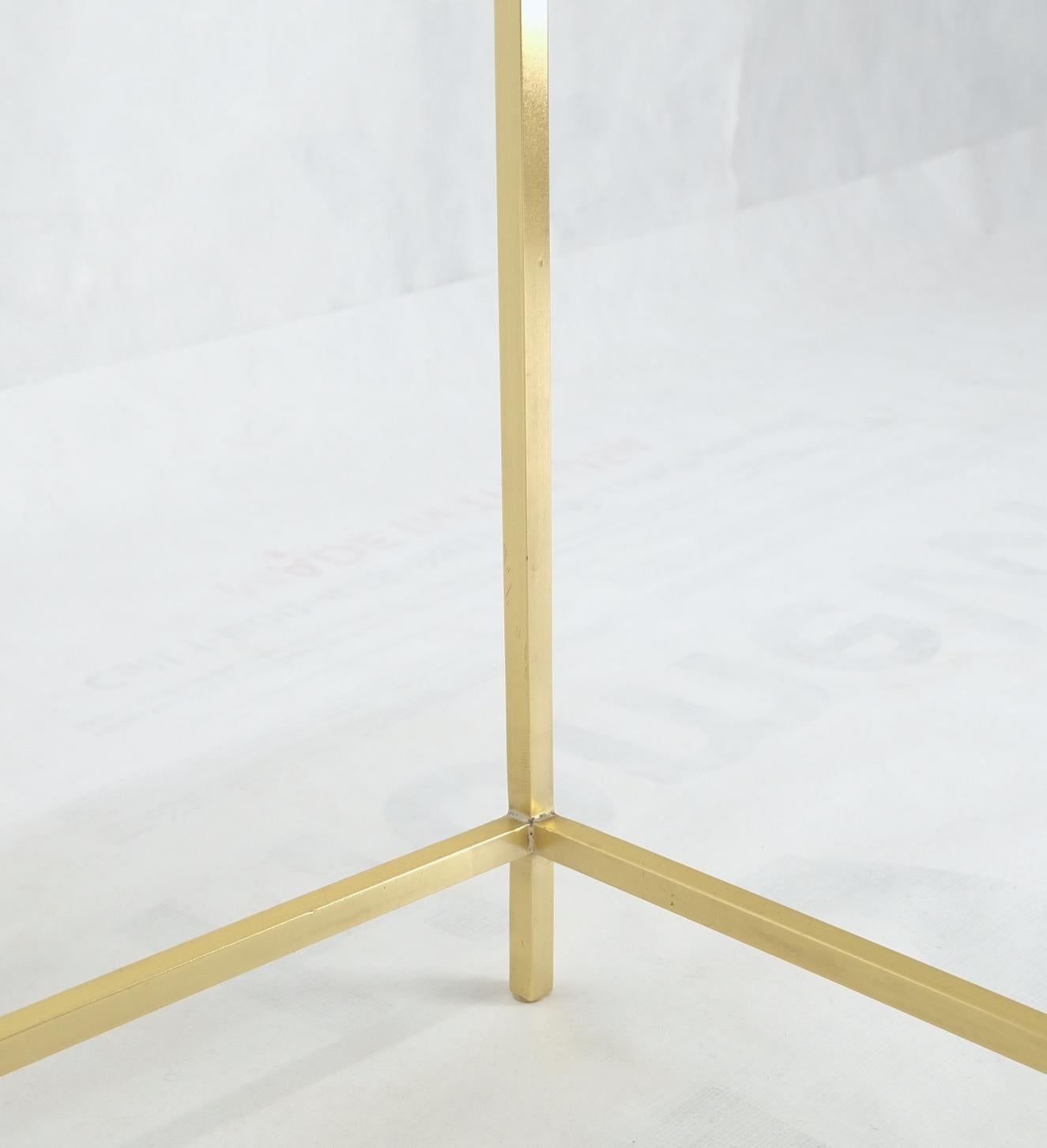 Square Solid Brass Bar Profile Base Rectangle Smoked Glass Top Coffee Side Table For Sale 1
