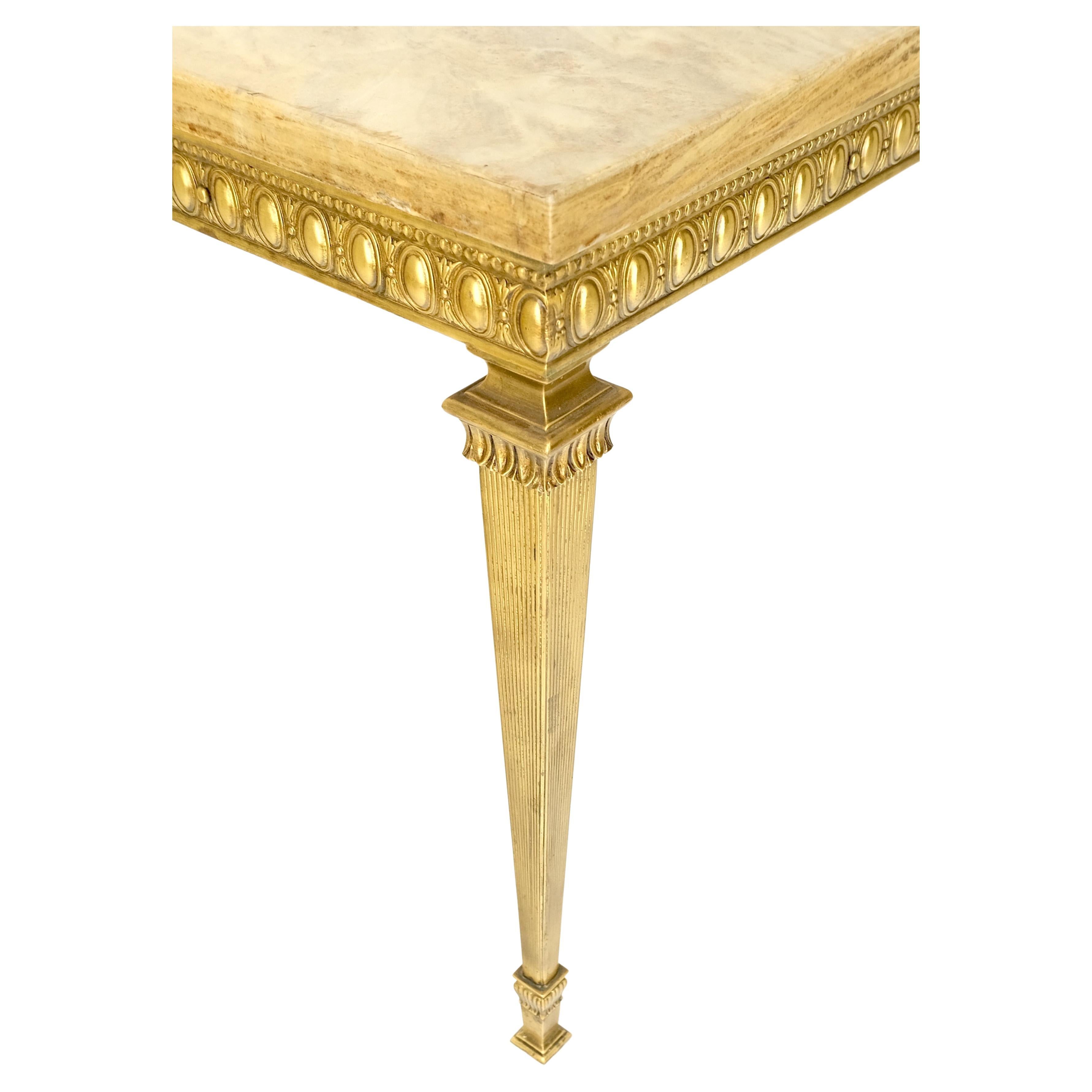 Italian Square Solid Brass or Bronze Base Travertine Top Side End Occasional Table MINT! For Sale