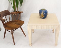 Square Solid Oak Heavy Scallop Edge White Wash Side End Table