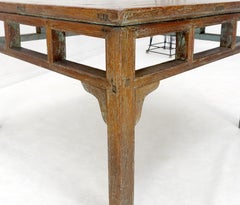 Square Solid Teak Chinese 19th Century Occasional Coffee Lamp Side Table Patina