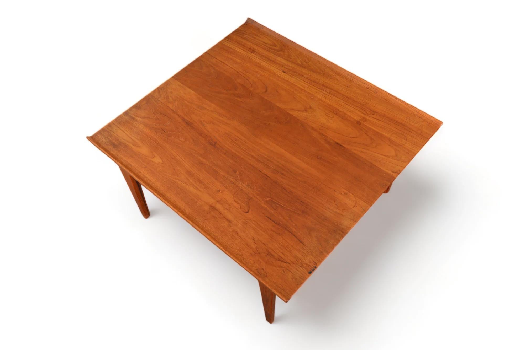 Mid-Century Modern Square Solid Teak Coffee Table By Finn Juhl For Sale