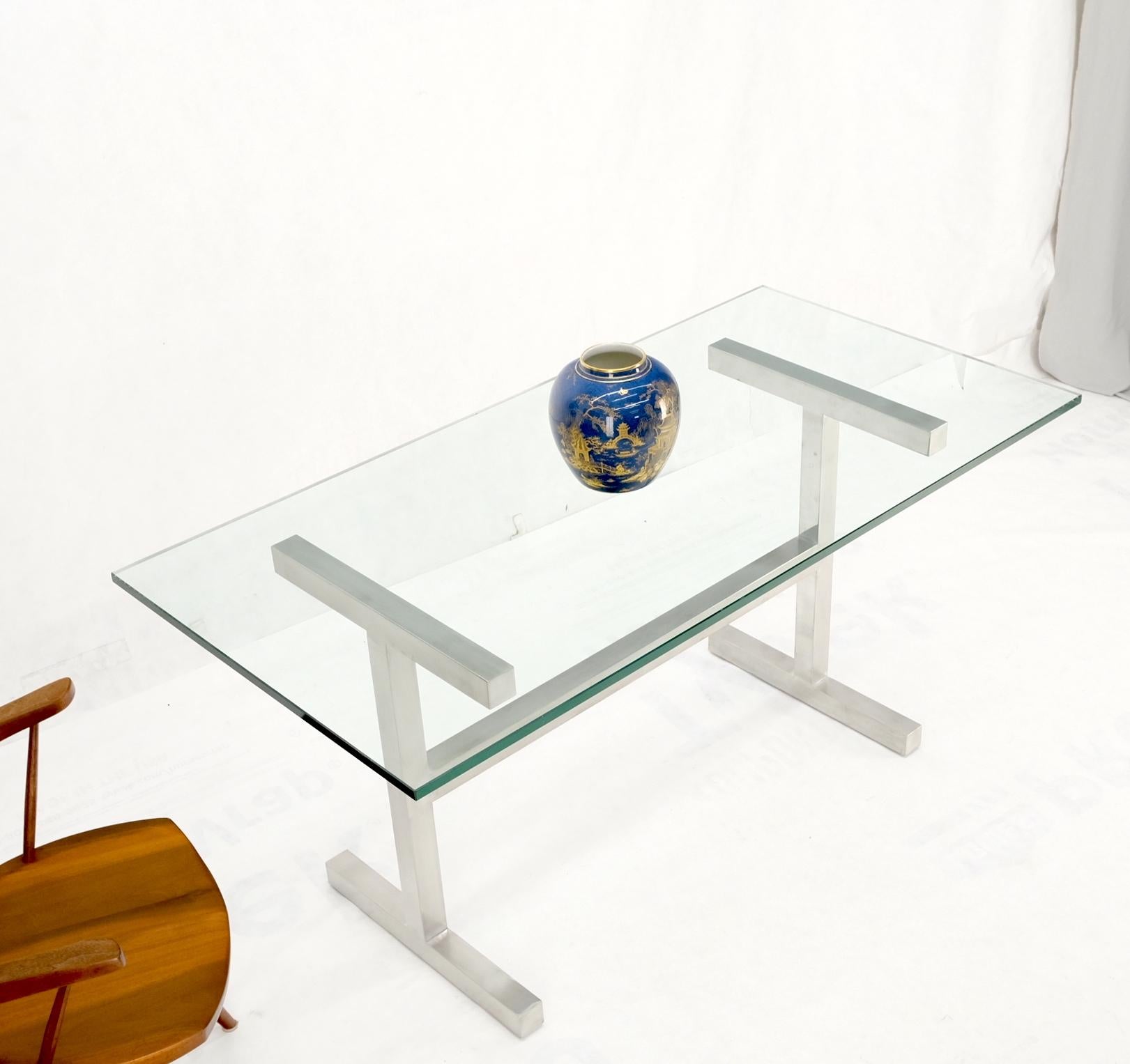 Quadratischer Edelstahl-Profilsockel Glasplatte Esstisch Schreibtisch  im Angebot 8