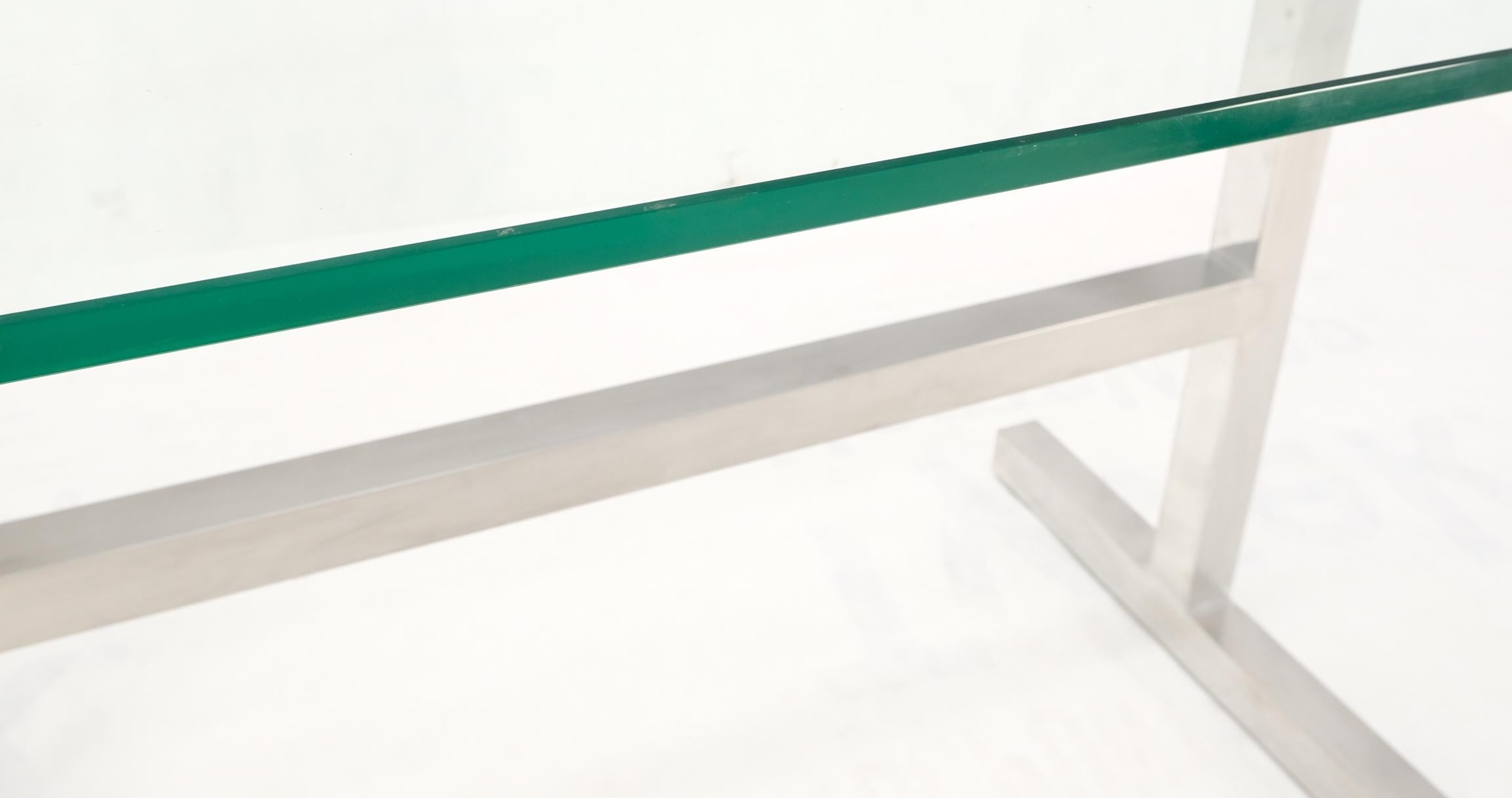 Quadratischer Edelstahl-Profilsockel Glasplatte Esstisch Schreibtisch  (Moderne der Mitte des Jahrhunderts) im Angebot