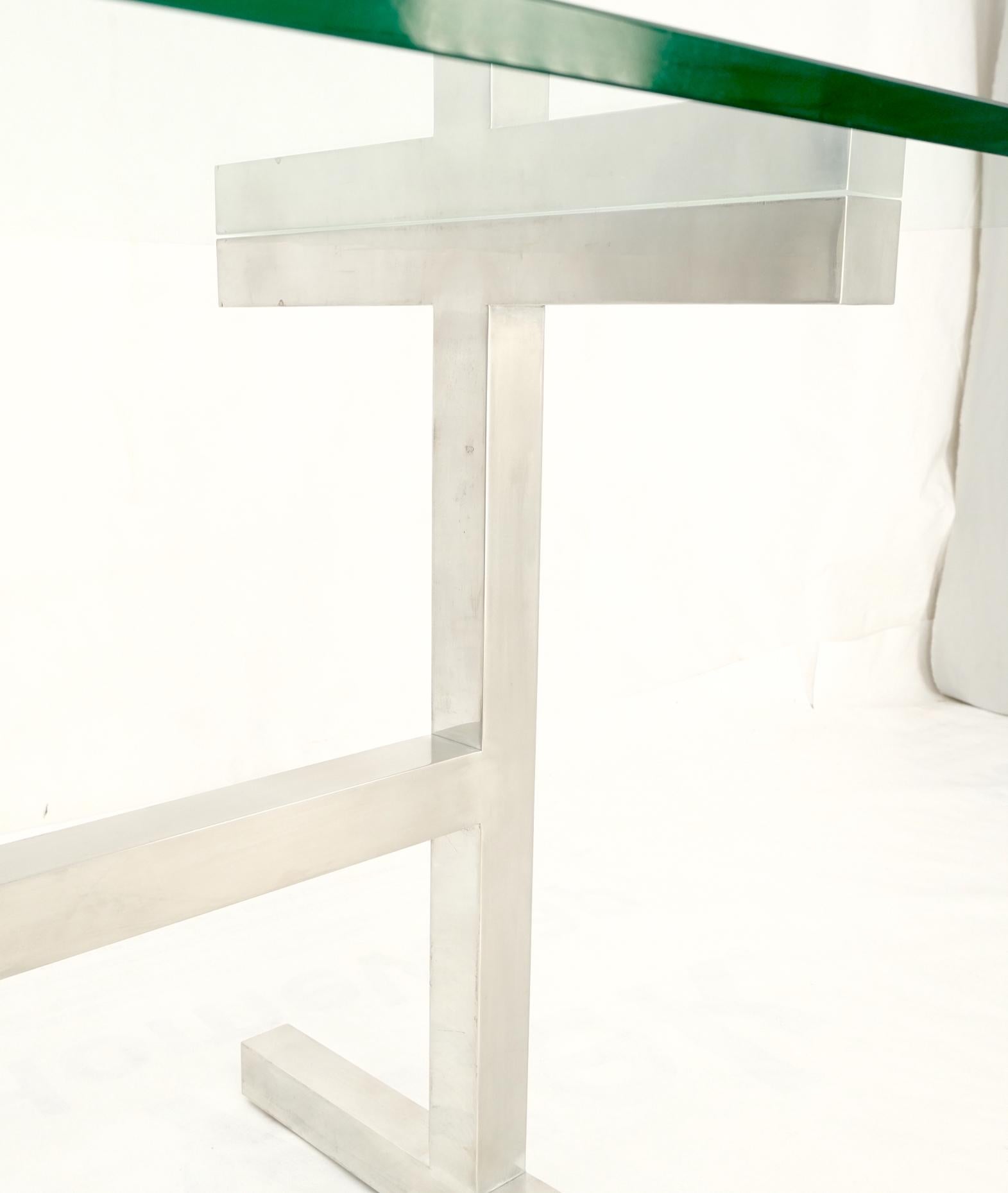 Quadratischer Edelstahl-Profilsockel Glasplatte Esstisch Schreibtisch  im Angebot 3
