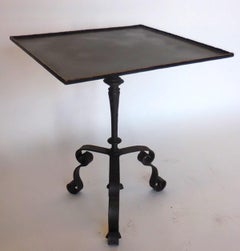Square Steampunk Iron and Bronze Side Table
