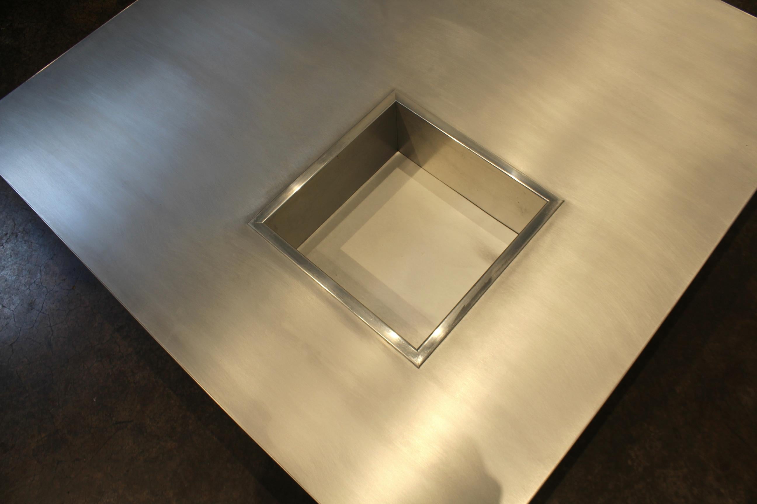 Square Steel and Chrome Coffee Table by Pierre Cardin, 1970s In Good Condition For Sale In Dallas, TX