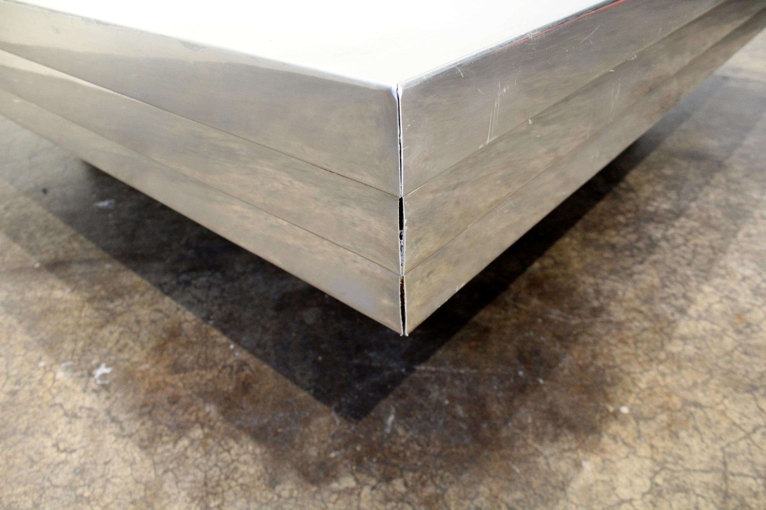 20th Century Square Steel and Chrome Coffee Table by Pierre Cardin, 1970s For Sale