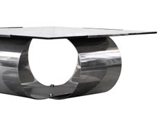 Table carrée en acier de Franois Monnet, 1970