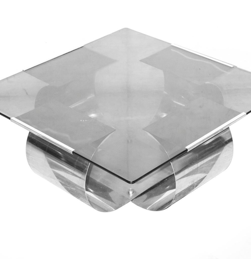 Square Steel Table by François Monnet, 1970s In Good Condition In Roma, IT