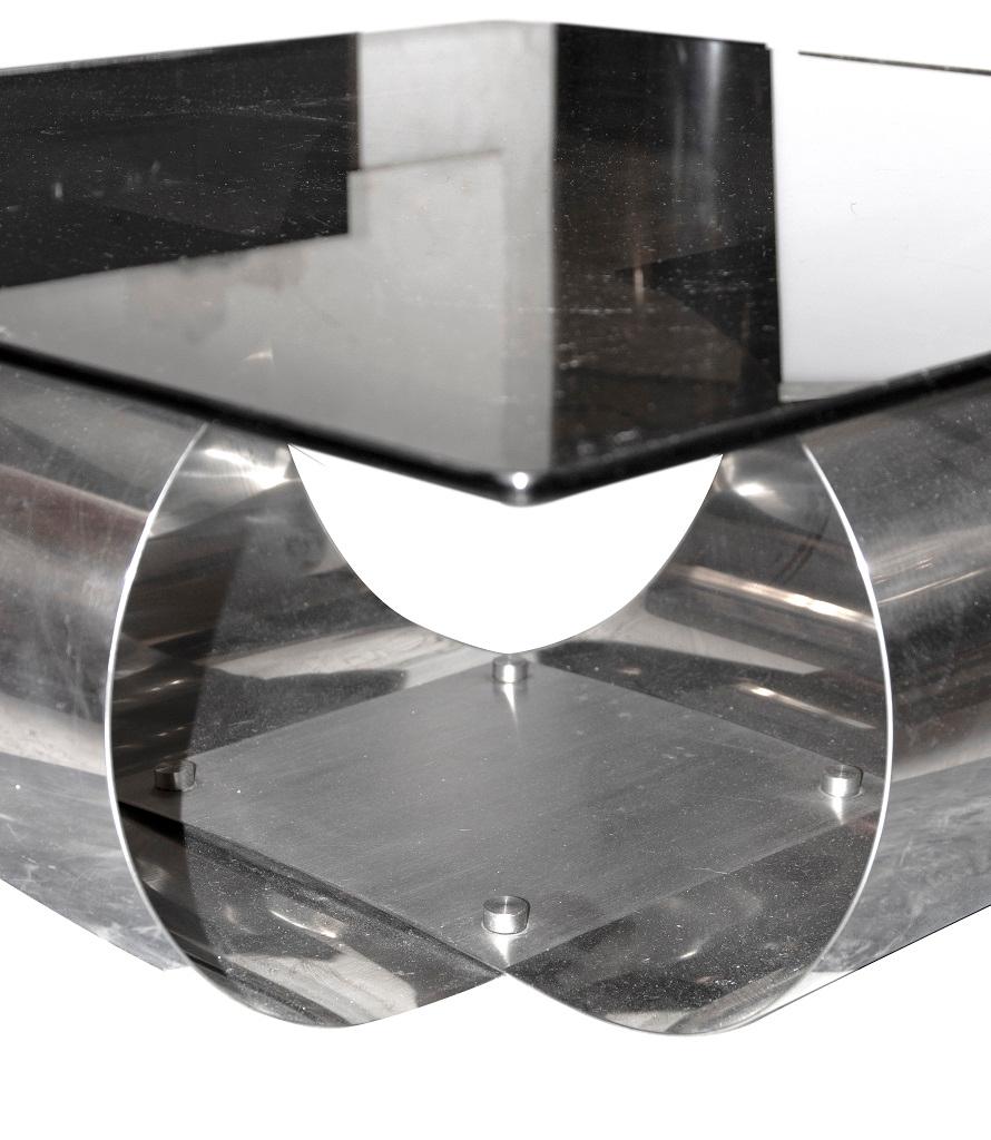 Late 20th Century Square Steel Table by François Monnet, 1970s