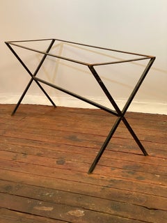 Square Stock Patinated Steel Saw Buck Console Table Base