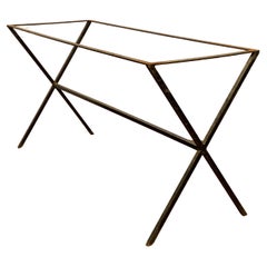 Square Stock Patinated Steel Saw Buck Console Table