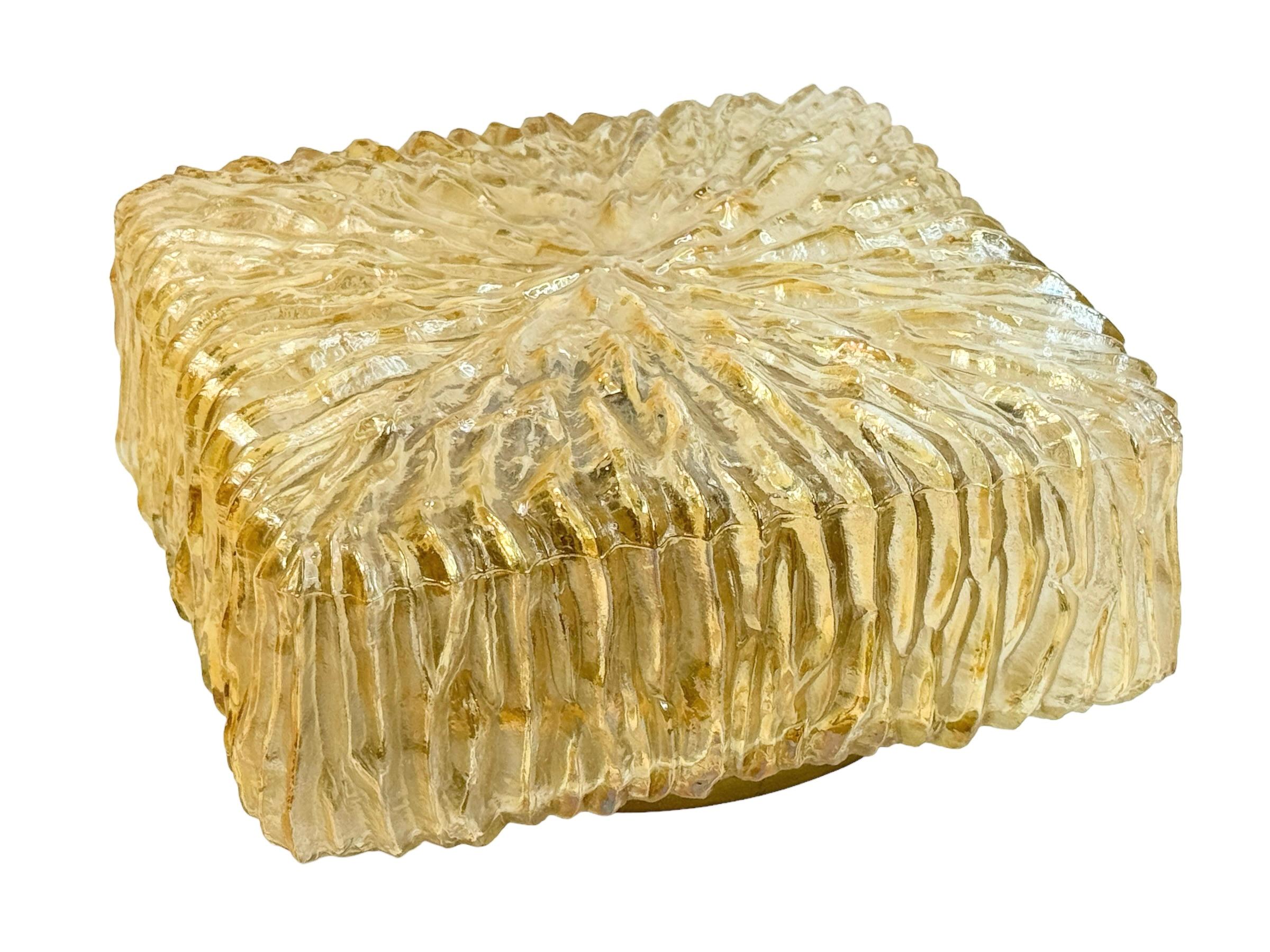 Square Stone Rock Shape Smoked Glass Flush Mount, Vintage, 1960s In Good Condition For Sale In Nuernberg, DE