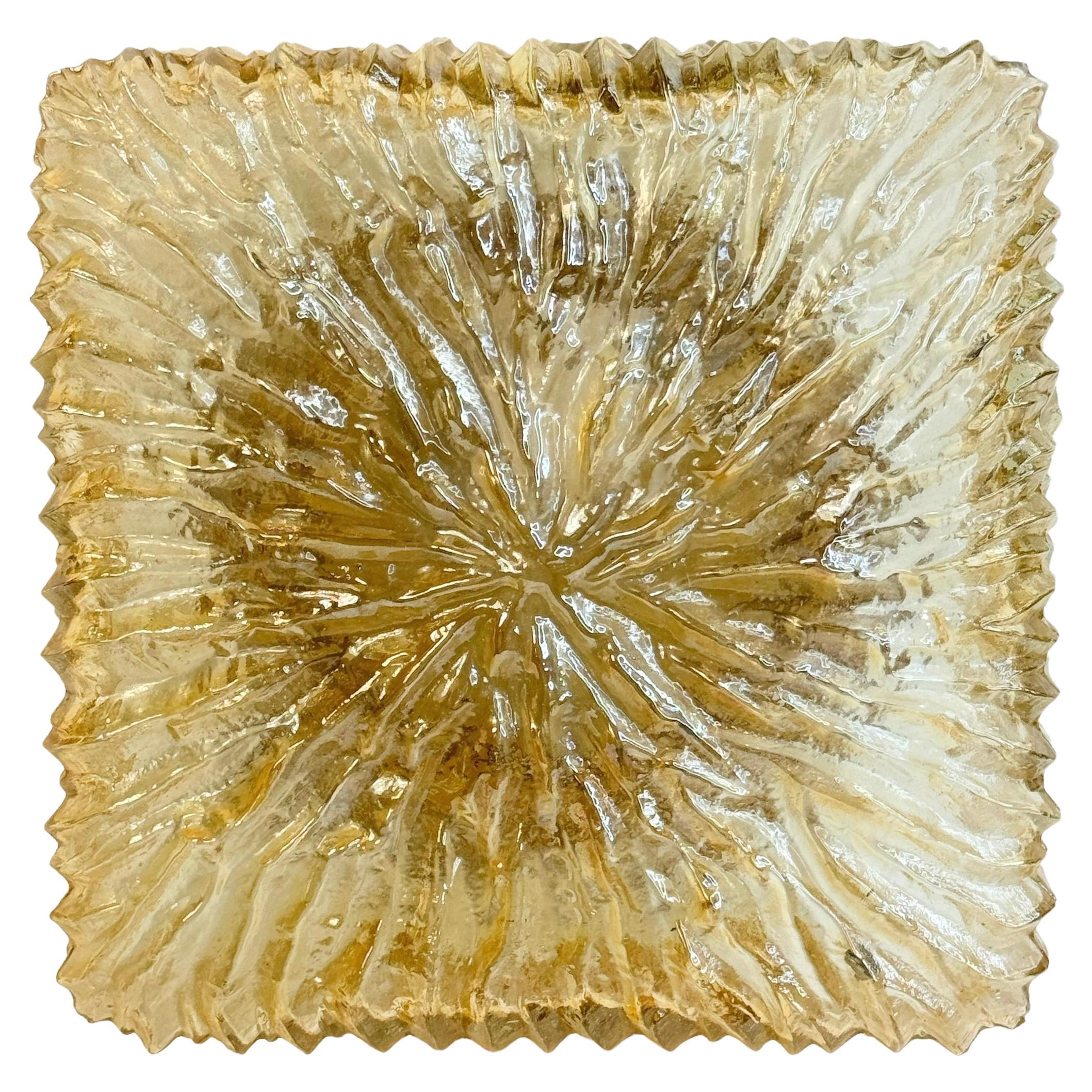 Quadratische Einbaubeleuchtung aus Rauchglas in Steinform, Vintage, 1960er Jahre