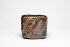 Vaso quadrato in gres con decorazione astratta di George Martin, circa 1970-1980