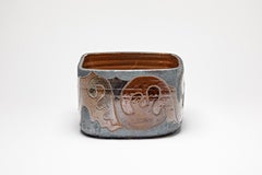 Vaso quadrato in gres con decorazione astratta di George Martin, circa 1970-1980