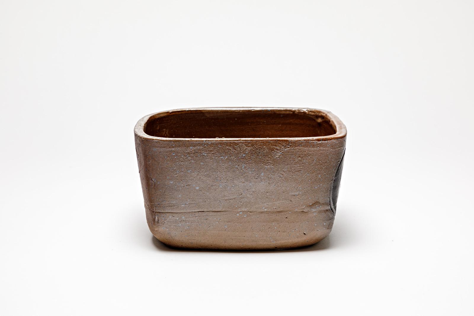 Fin du 20e siècle Pot carré en grès à décor abstrait de Georges Martin, vers 1970-1980 en vente