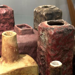 Square Studio Ceramic Vases in Natural Earth Tones