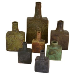 Square Studio Ceramic Vases in Natural Tones by Mobach