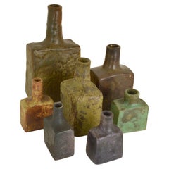 Vintage Square Studio Ceramic Vases in Natural Tones and Organic Glaze