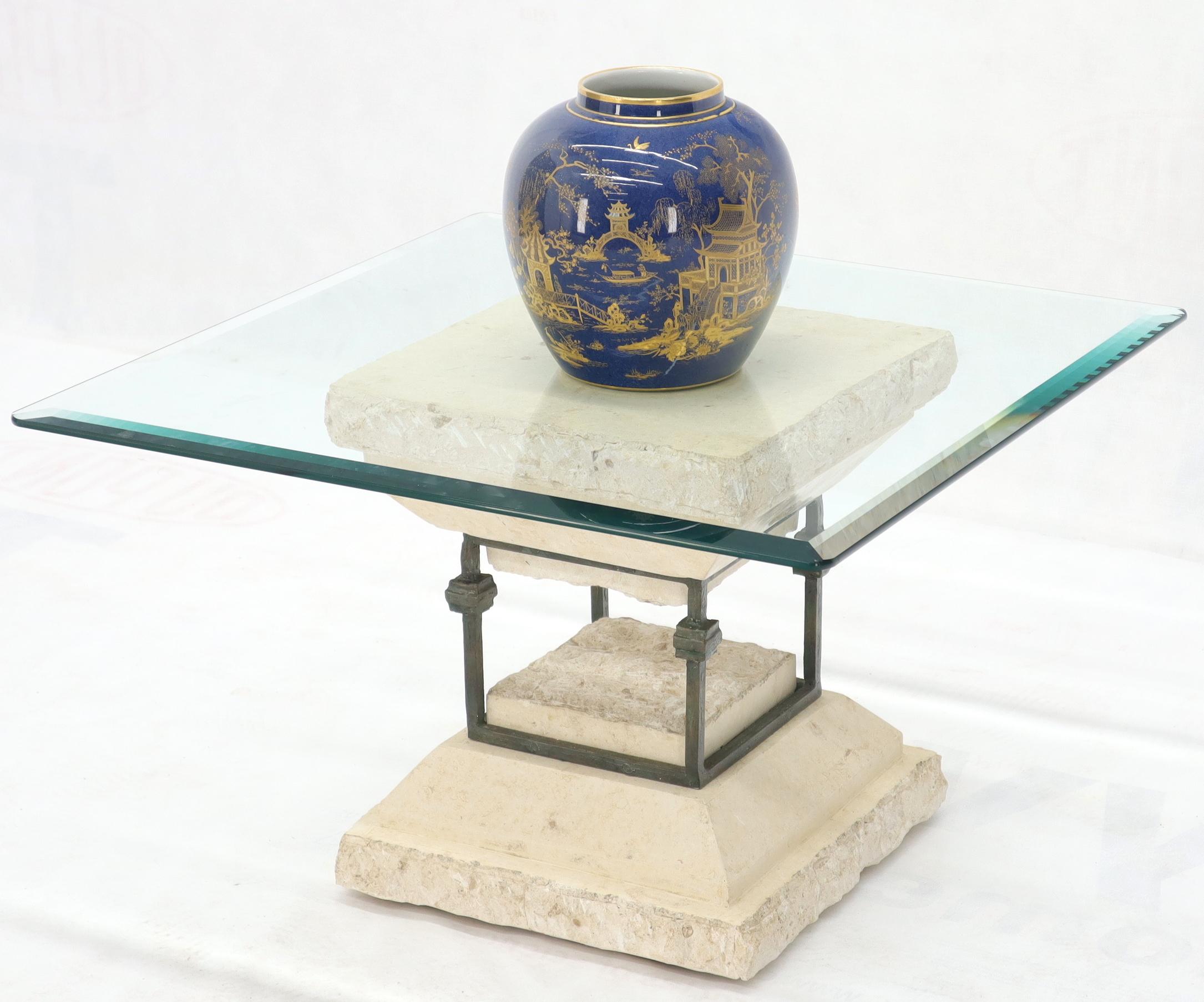 Square Suspended Base Glass Top Coffee or Side Table For Sale 1