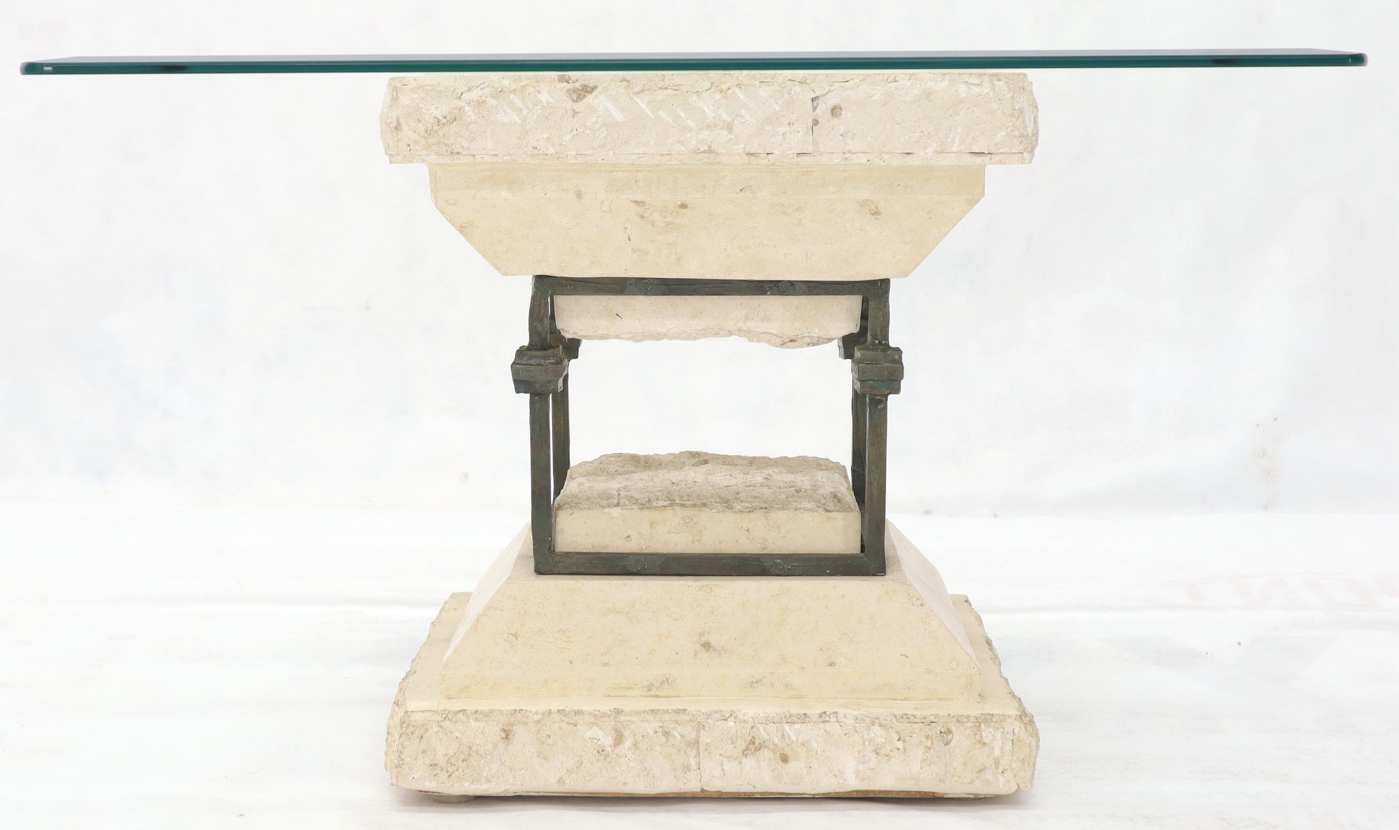 Italian Square Suspended Base Glass Top Coffee or Side Table For Sale