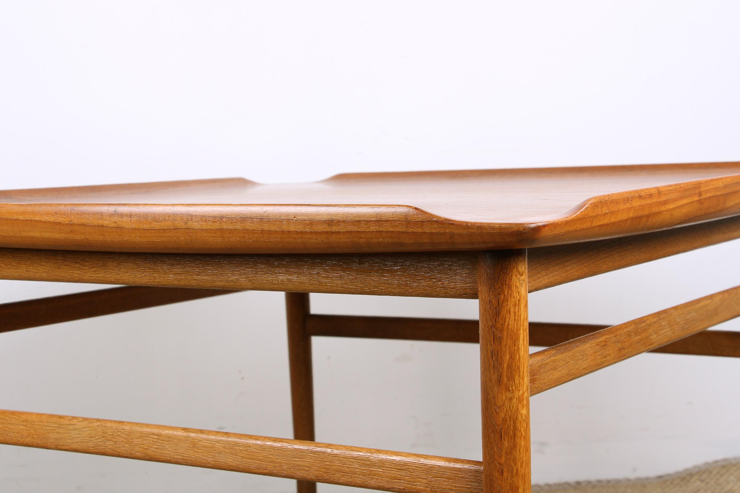 Oak Square Swedish coffee table. Teak and solid oak base by Folke Ohlsson/Tingstroms