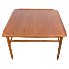 Square Swedish coffee table. Teak and solid oak base by Folke Ohlsson/Tingstroms