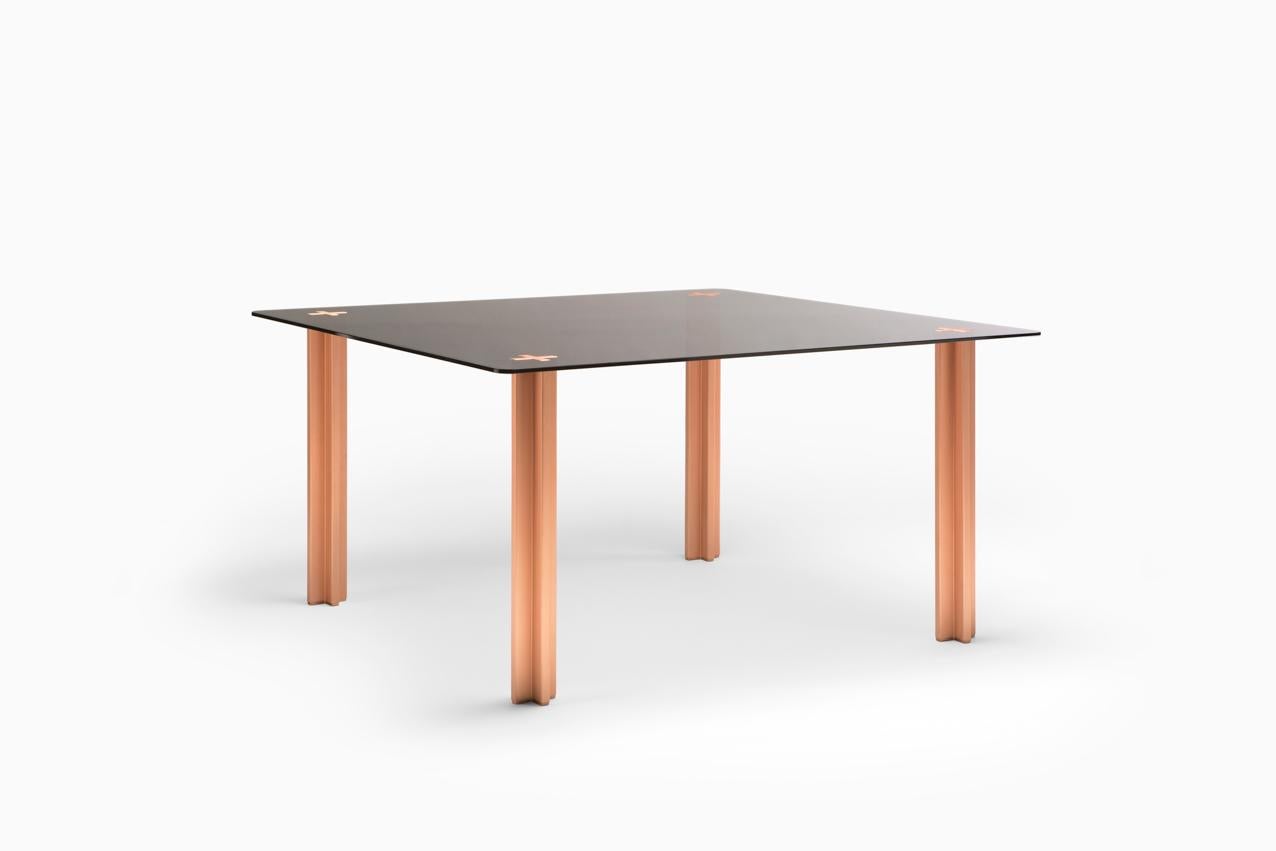 Square table 160 by SEM
Dimensions: W 160 x D 160 x H 73 cm
Material: Glass, Polished or fine brushed Rose Gold plated
Also available in gold edition and aluminum.

SEM is a new brand of home furnishings, designed and produced in Italy. The