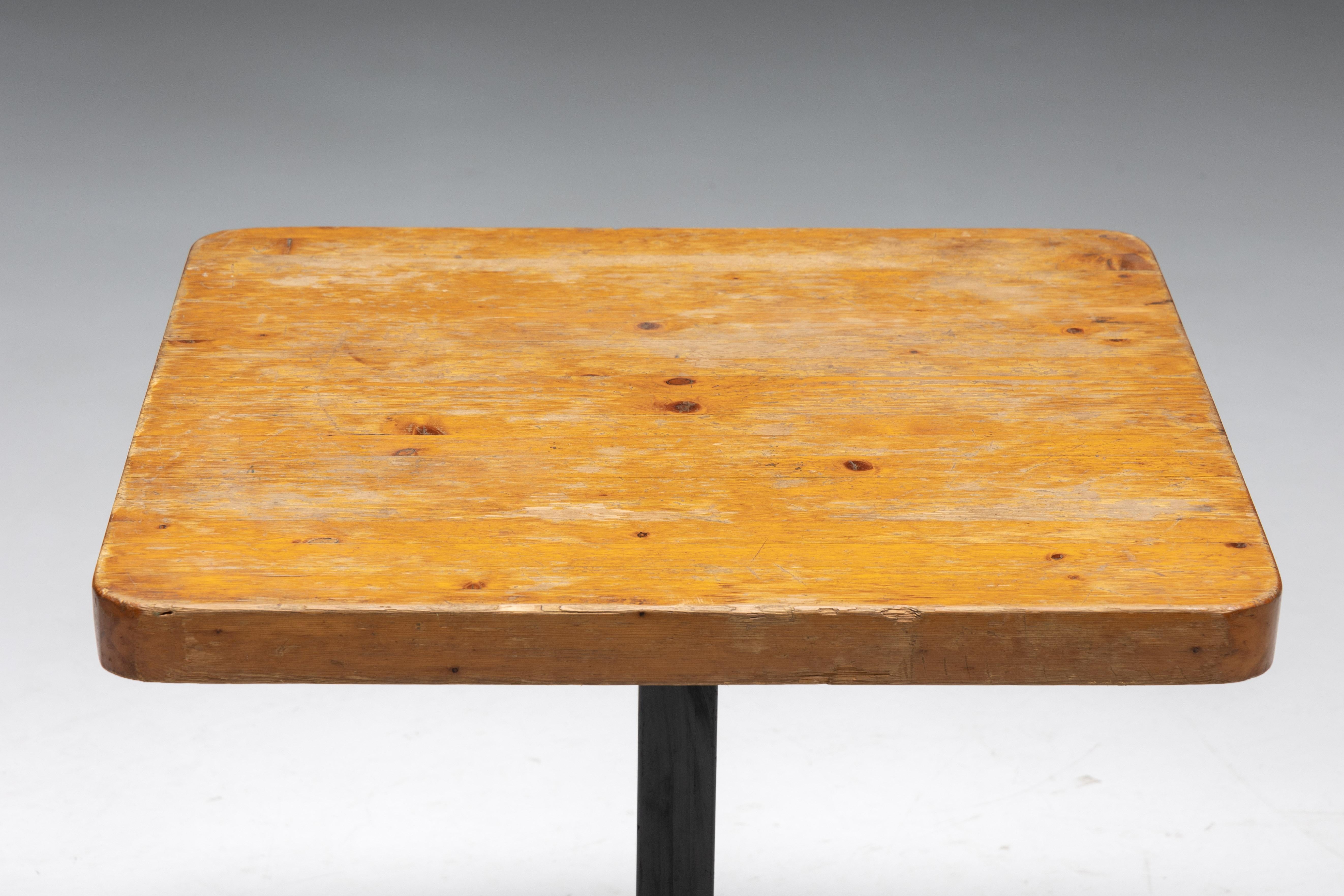 Metal Square Table by Charlotte Perriand for 'Les Arcs', France, 1960s For Sale