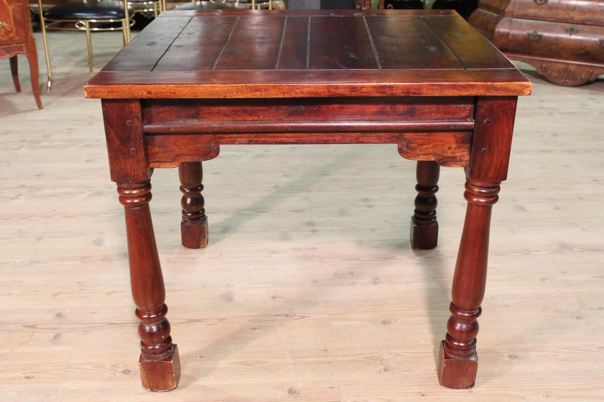 Asian Square Table in Carved Wood, 20th Century For Sale