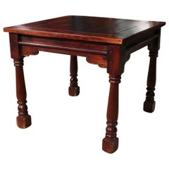 Square Table in Carved Wood, 20th Century