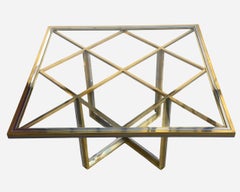 Square table in polished brass and chromed steel, Romeo Rega, Italy, circa 1970