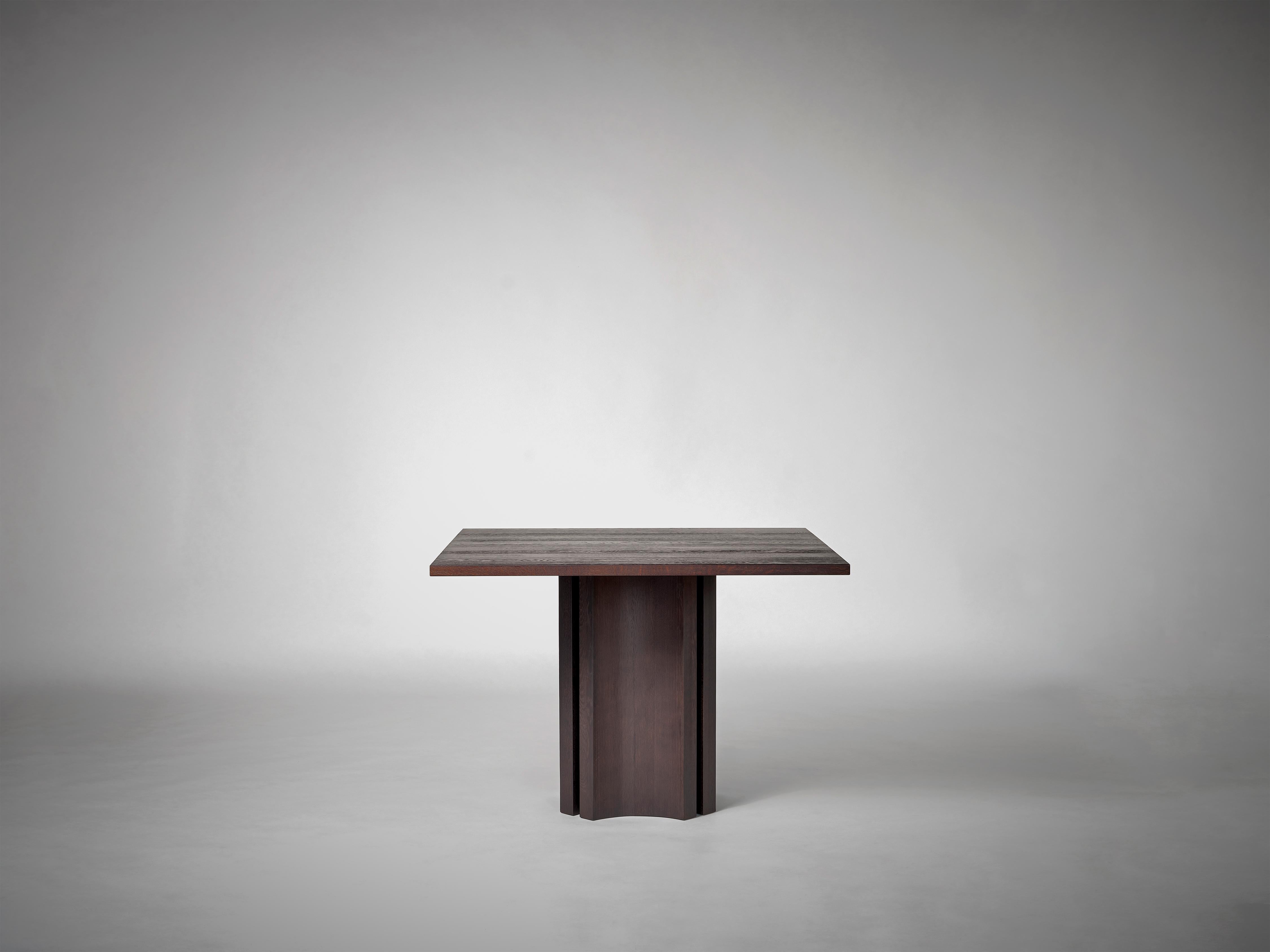 Contemporary Square Table in Solid Dark Brown European Oak - Aperta by Mokko For Sale
