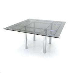 Square Table with Smoked Glass Top 'Andrè' Di Tobia Scarpa for Gavina, 1960s