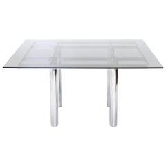 Square Table with Smoked Glass Top 'Andrè' Di Tobia Scarpa for Gavina, 1960s