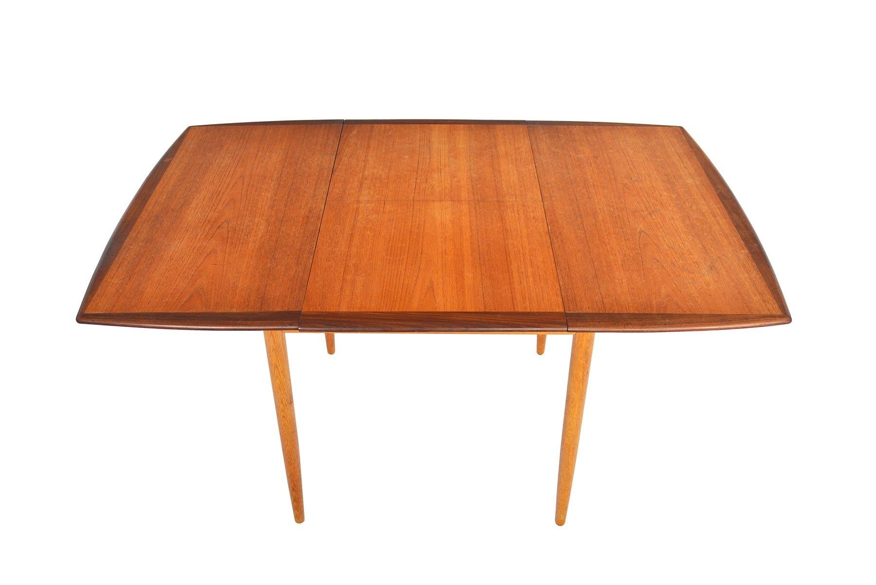 Mid-Century Modern Square Teak and Oak Danish Modern Butterfly Leaf Midcentury Dining Table