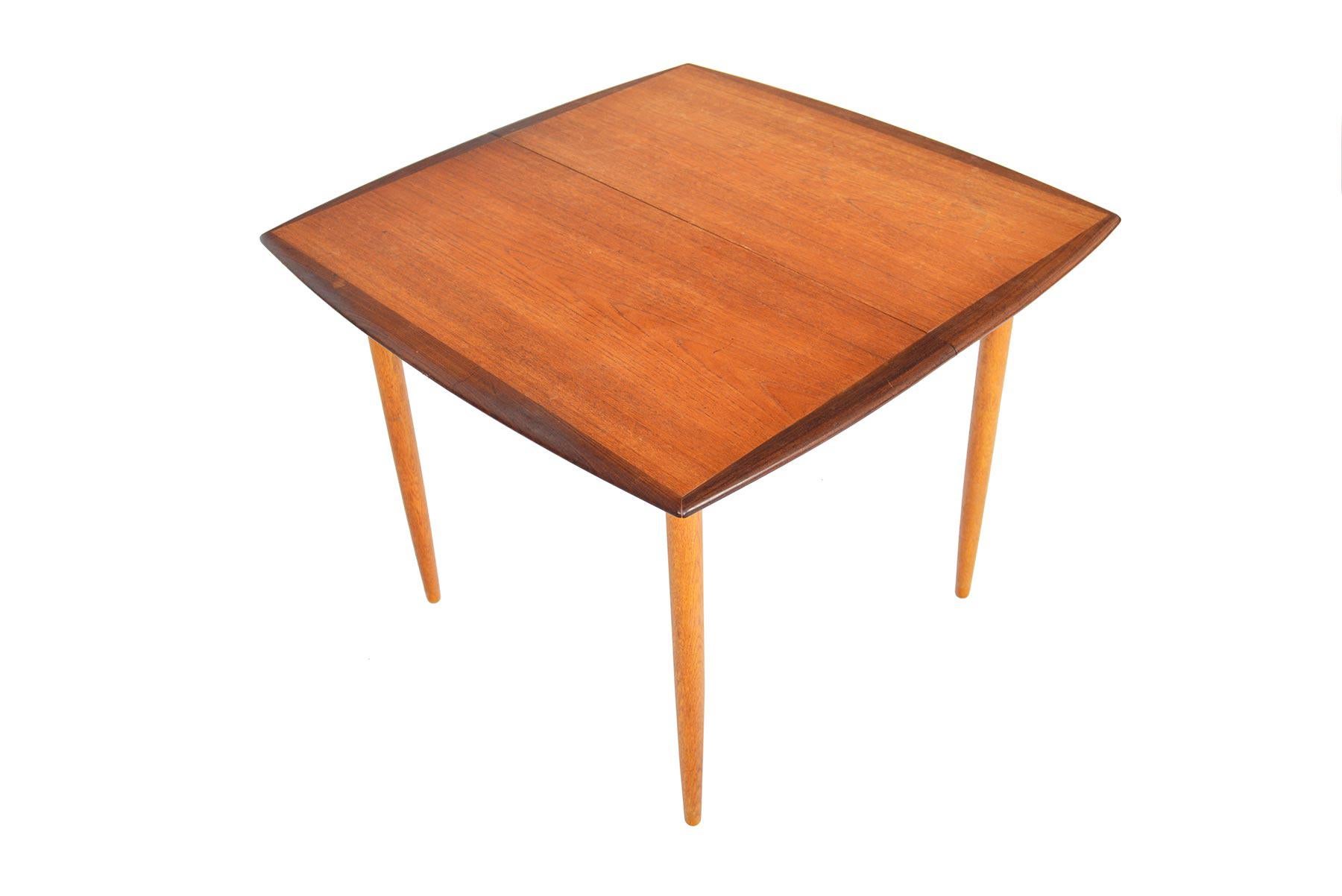 20th Century Square Teak and Oak Danish Modern Butterfly Leaf Midcentury Dining Table