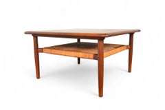 Square Teak + Cane Coffee Table By Gunnar Schwartz