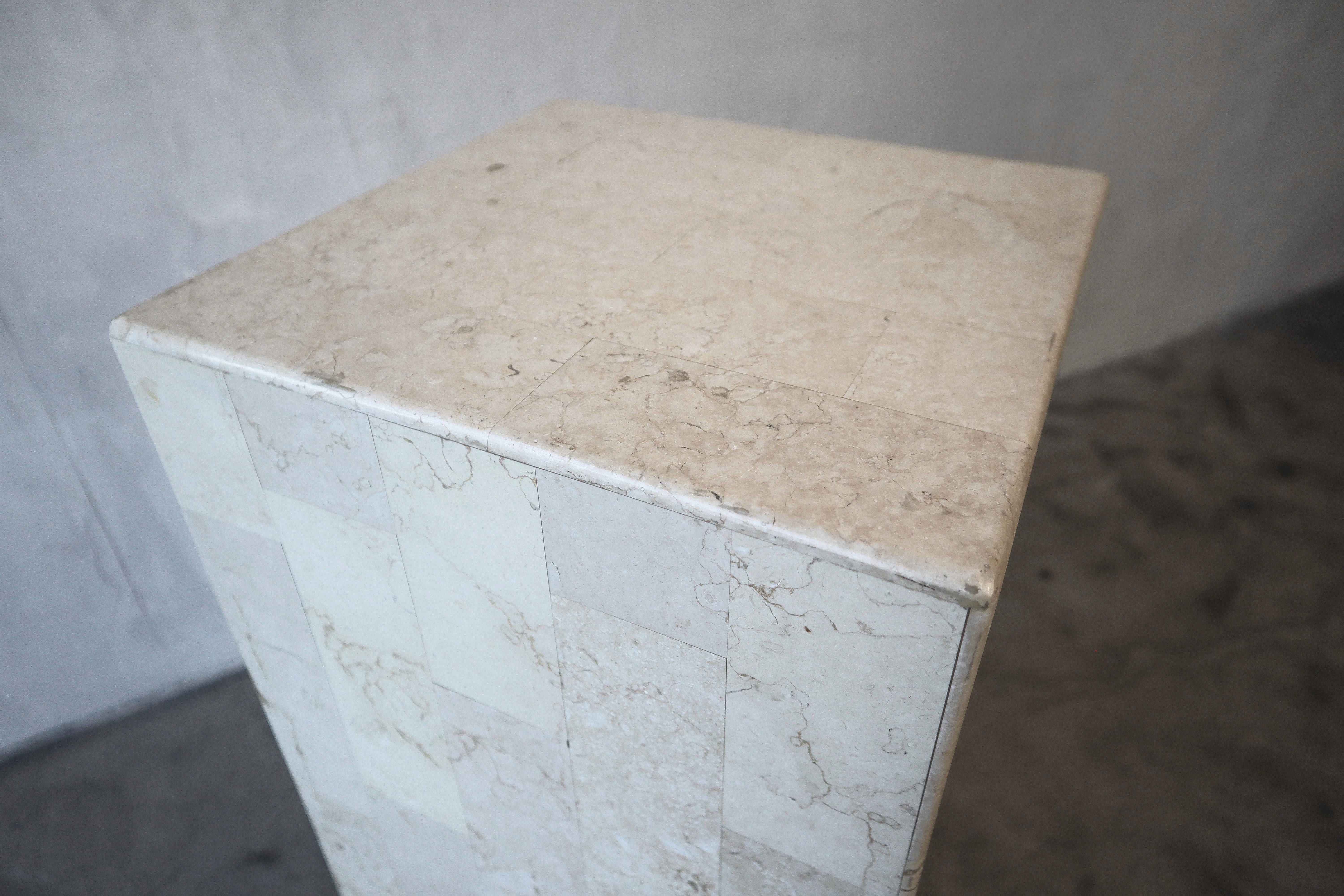 Post-Modern Square Tessellated Marble Pedestal