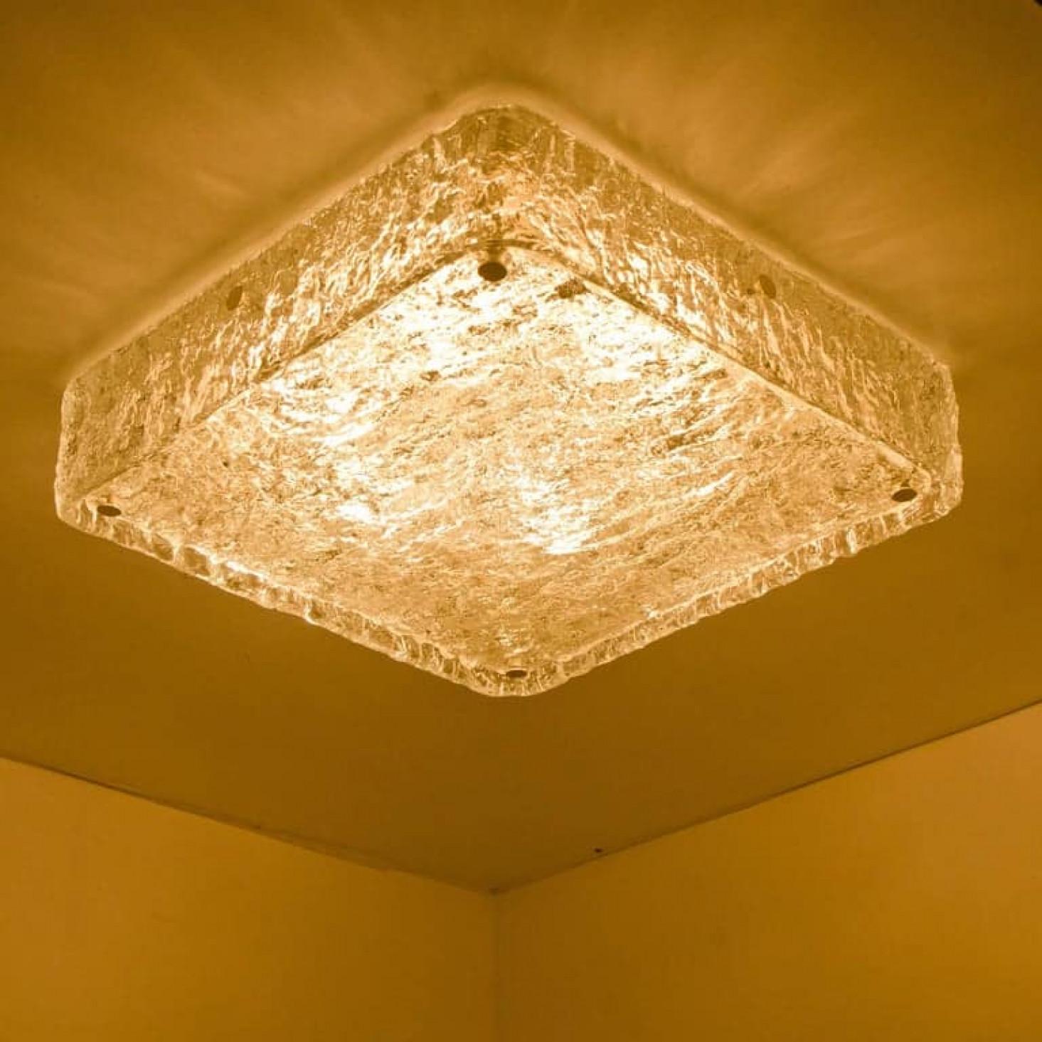 Supports de lampe ou appliques en verre texturé de forme carrée par Kaiser Leuchten, 1970 (Copie) en vente 3