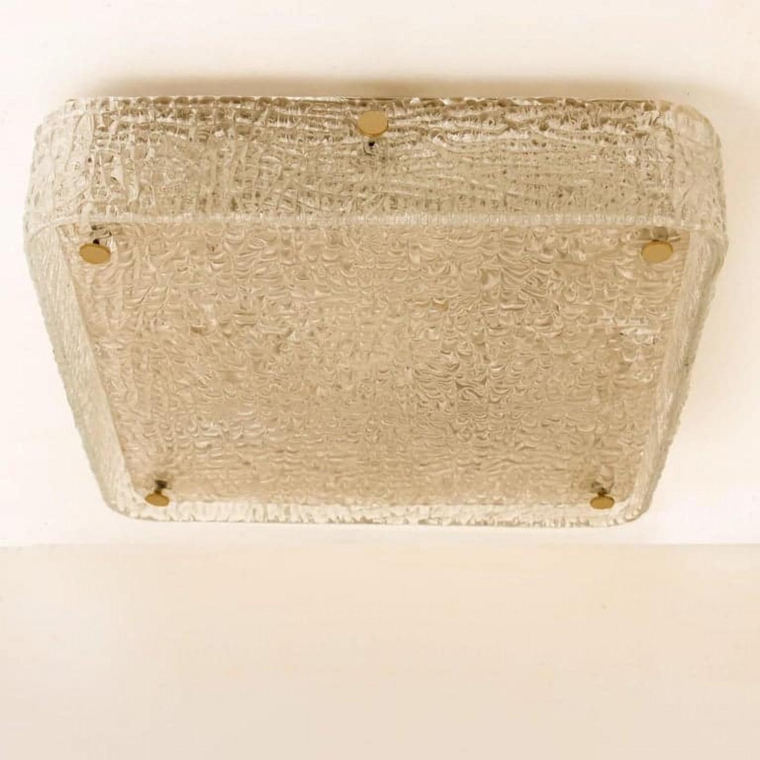 Mid-Century Modern Supports de lampe ou appliques en verre texturé de forme carrée par Kaiser Leuchten, 1970 (Copie) en vente
