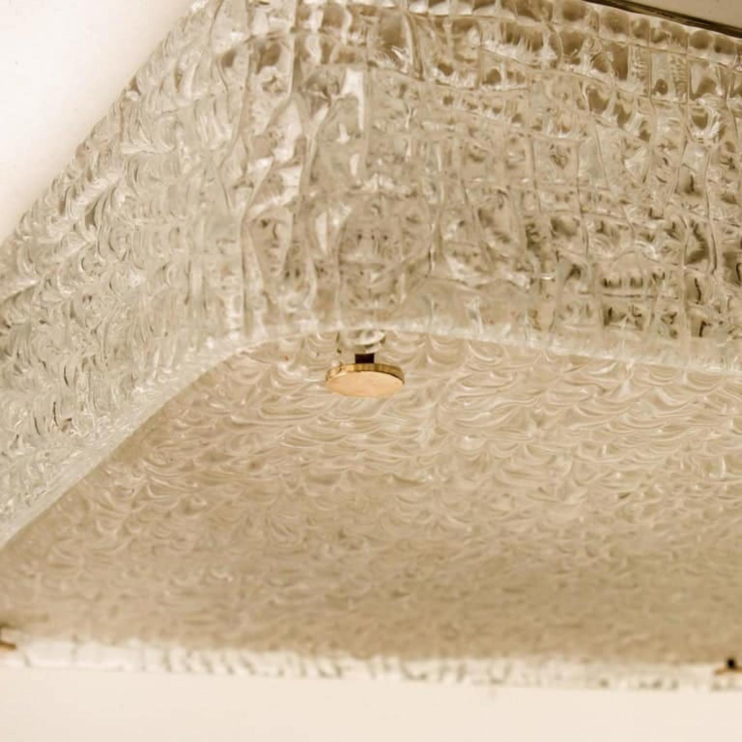 Supports de lampe ou appliques en verre texturé de forme carrée par Kaiser Leuchten, 1970 (Copie) en vente 1