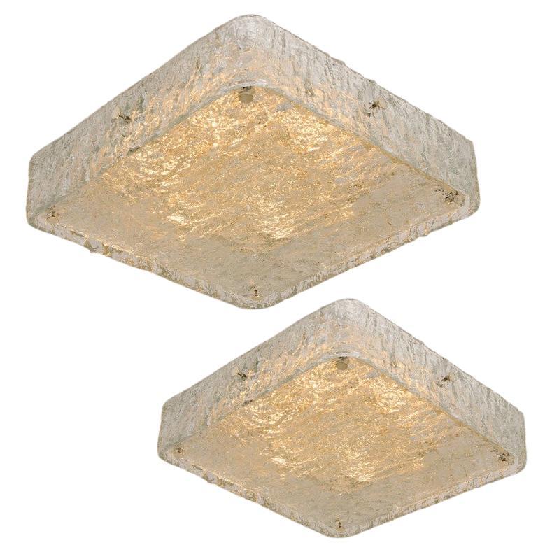 Supports de lampe ou appliques en verre texturé de forme carrée par Kaiser Leuchten, 1970 (Copie)