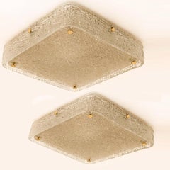 Lampes encastrées ou appliques carrées en verre texturé Kaiser Leuchten, 1970