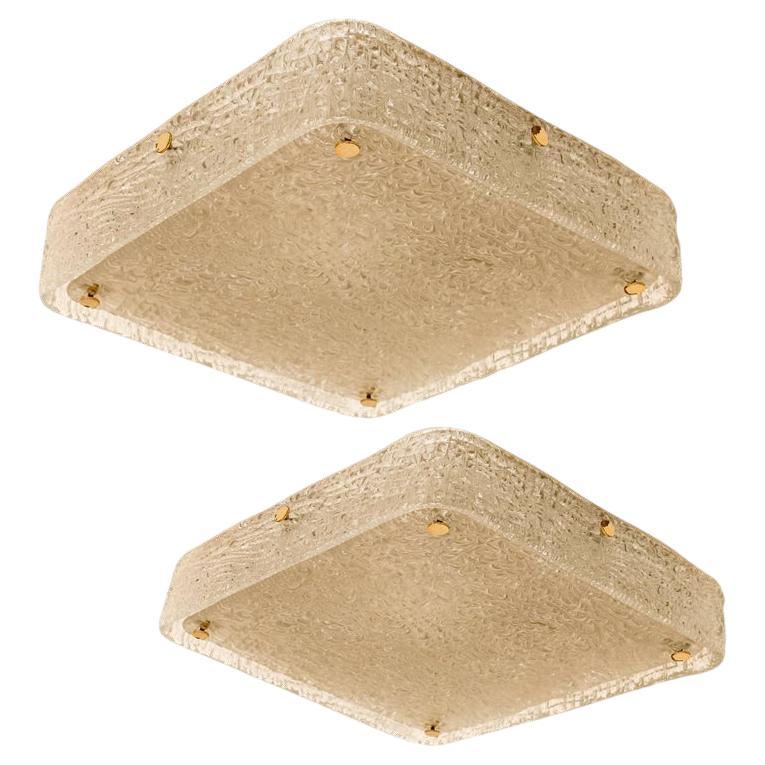 Supports de lampe ou appliques en verre texturé de forme carrée par Kaiser Leuchten, 1970