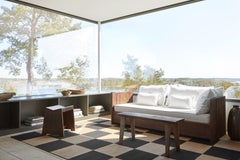 Square Tobacco Dhurrie/Kilim Rug in Scandinavian Design