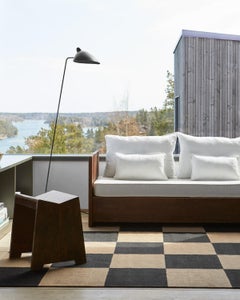 Square Tobacco Dhurrie/Kilim Rug in Scandinavian Design