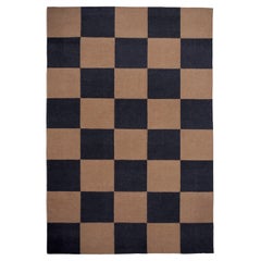 Square Tobacco Dhurrie/Kilim Rug in Scandinavian Design