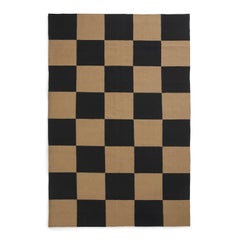 Square Tobacco, Modern Dhurrie/Kilim Rug in Scandinavian Design